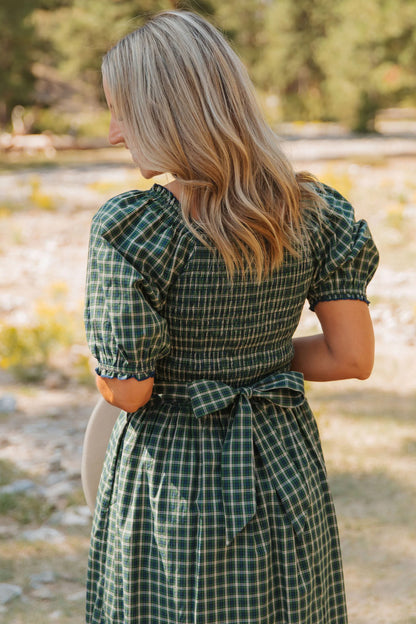 Porch Plaid Square Neck Dress