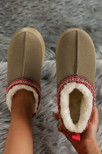 Hearthside Faux Suede Embroidered Platform Slippers