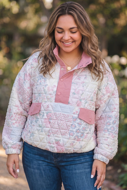 Blooming Floral Quilted Plus Size Sweatshirt