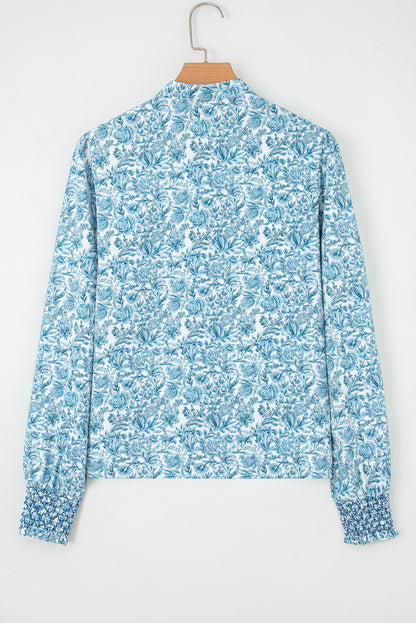 Allover Floral Puff-Sleeve Shirt