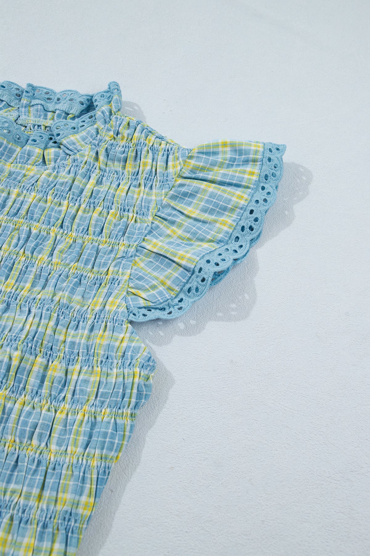 Gingham Lace-Trim Tank