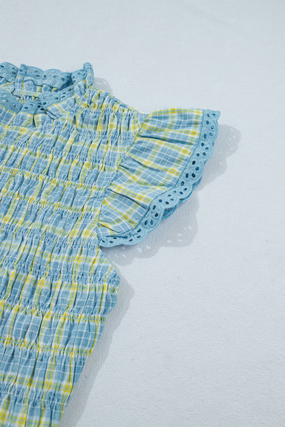 Gingham Lace-Trim Tank