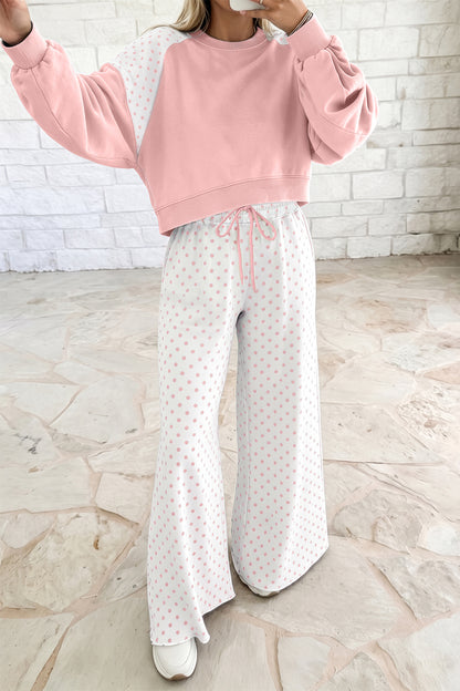 Polka Dot Colorblock Lounge Set