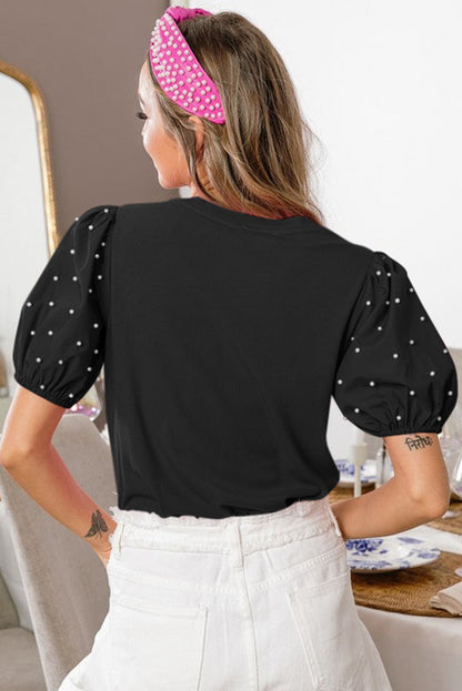Magnolia Ribbed Pearl Puff Sleeve Top