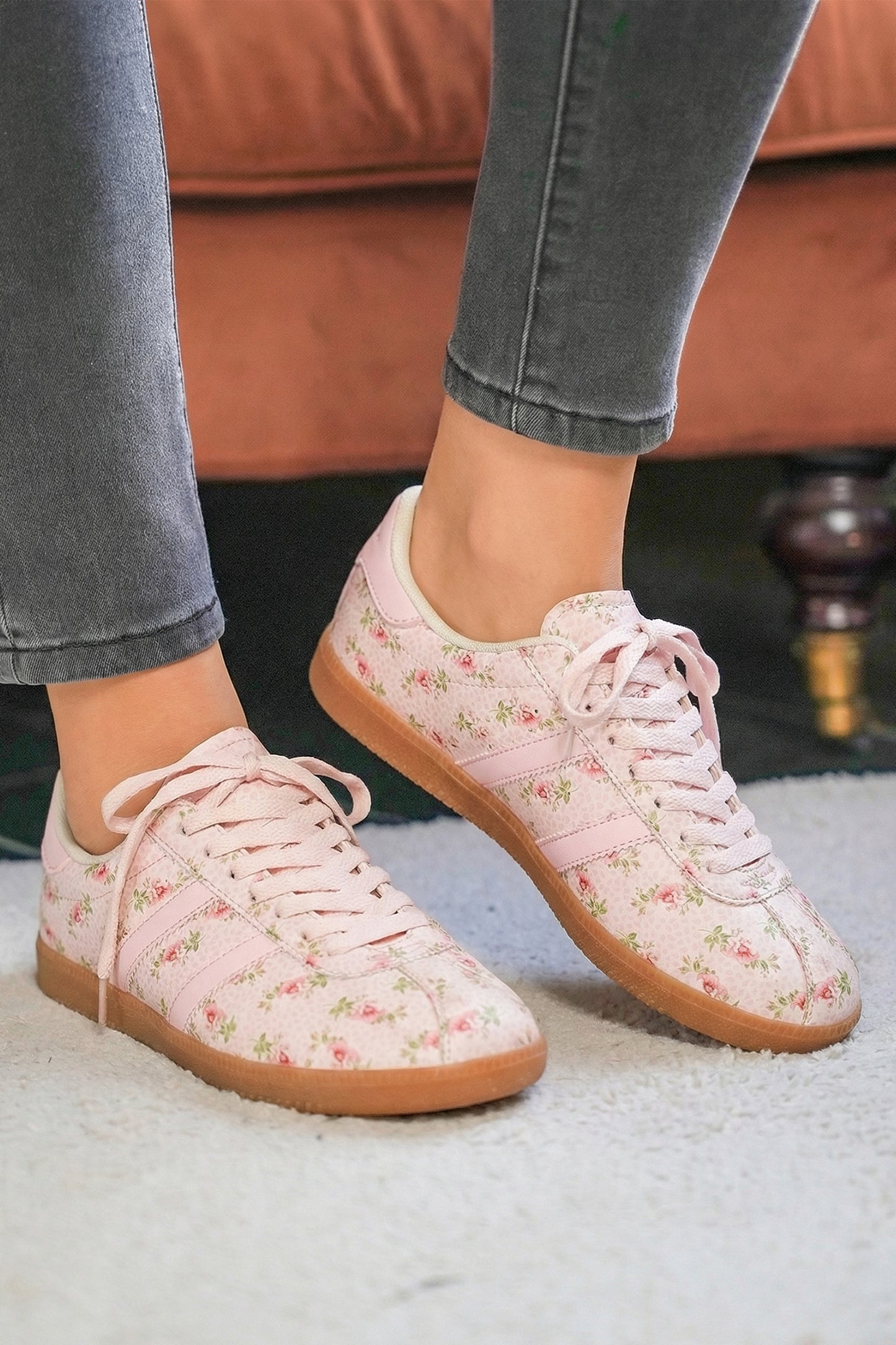 Petal Lace-Up Floral Sneakers