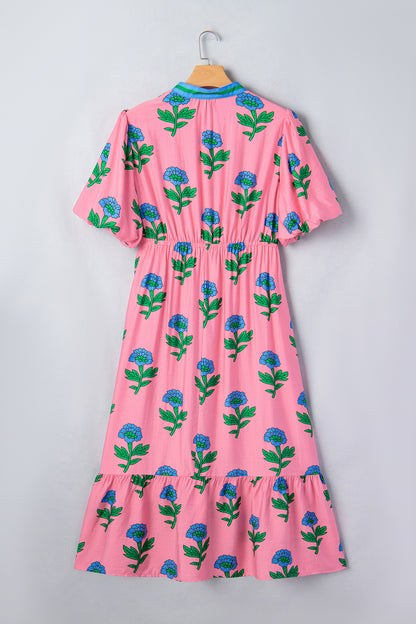 Garden Striped Floral Plus Size Maxi Dress
