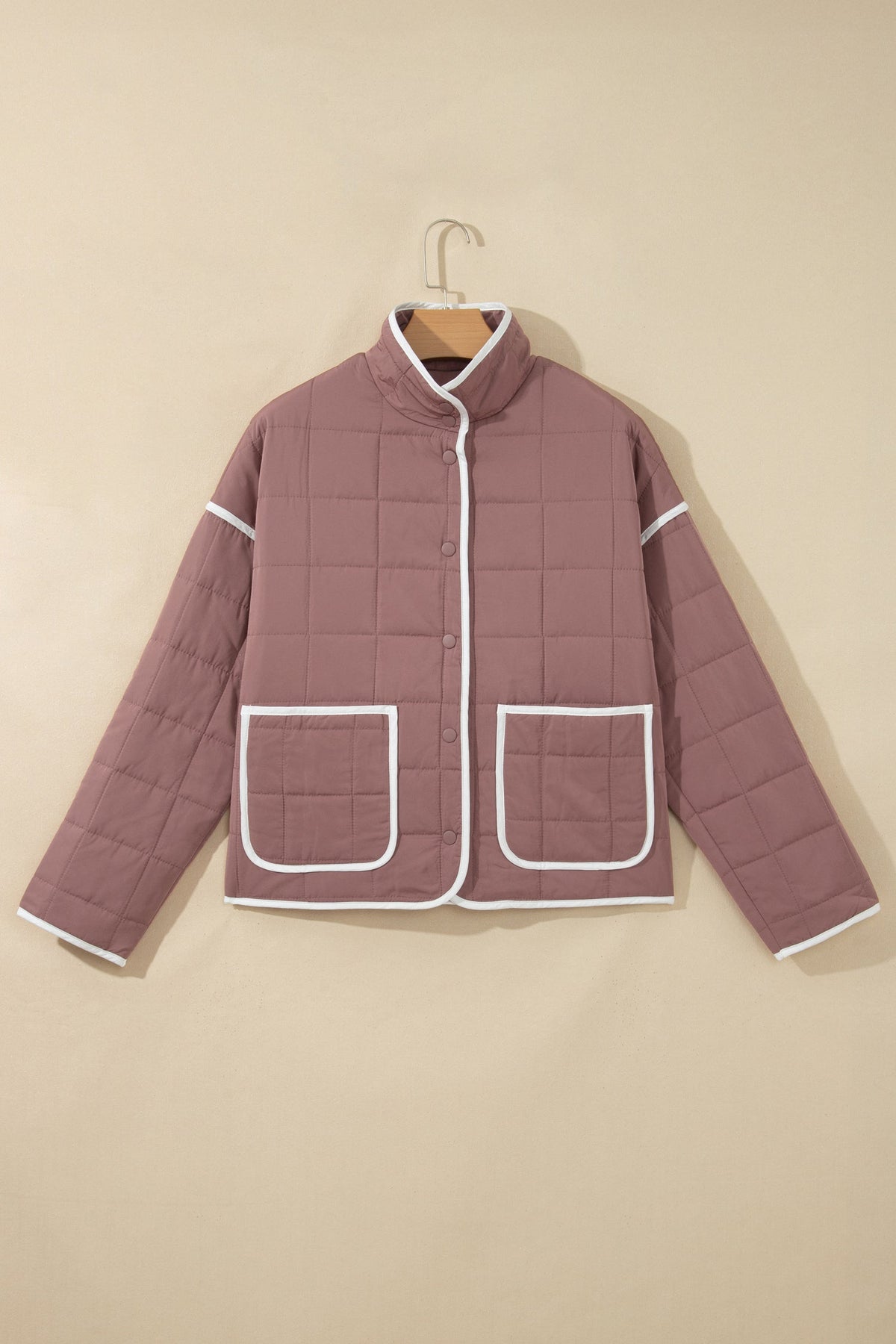 Contrast Trim Quilted Patch Pocket Buttoned Jacket — product image 3