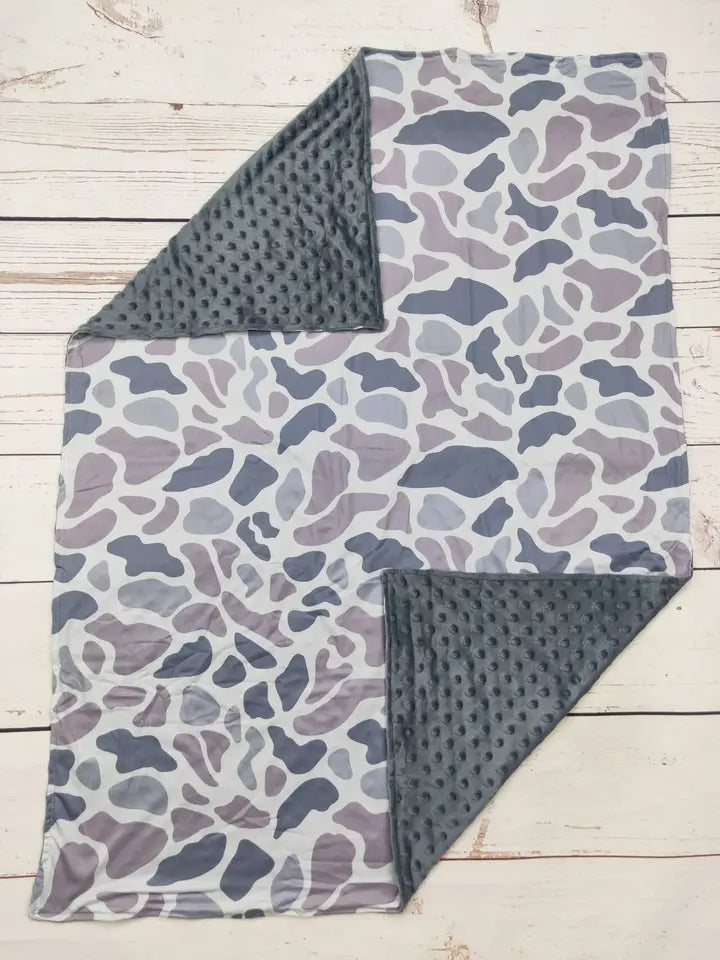 Baby Gray Camouflage Print Blanket