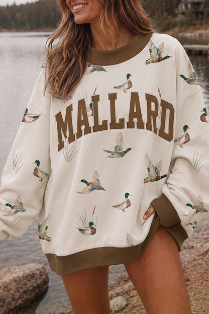 Green Western Camo Print Baggy Pullover Sweatshirt
