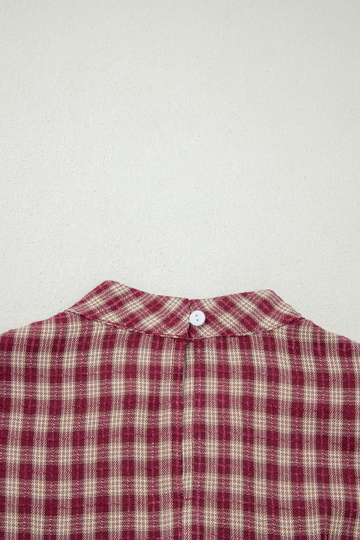 Plaid Keyhole Pleated Blouse
