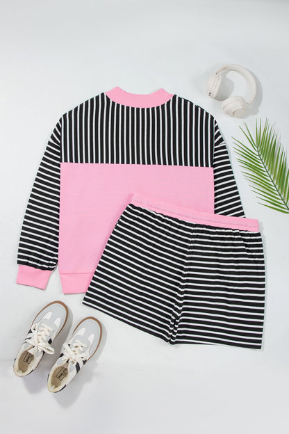 Plus Size Striped Colorblock Top & Shorts Set — product image 3