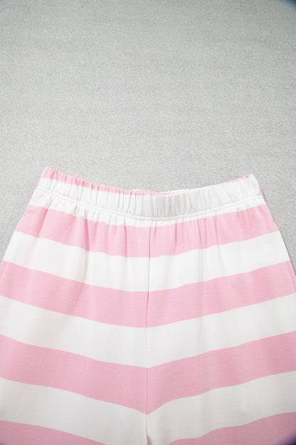 Pink Stripe Half-Zip Pants Set