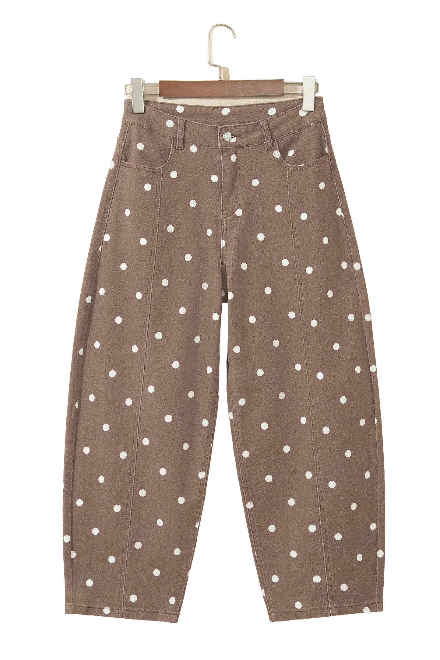 Peach Stand Polka Dot Barrel Jeans