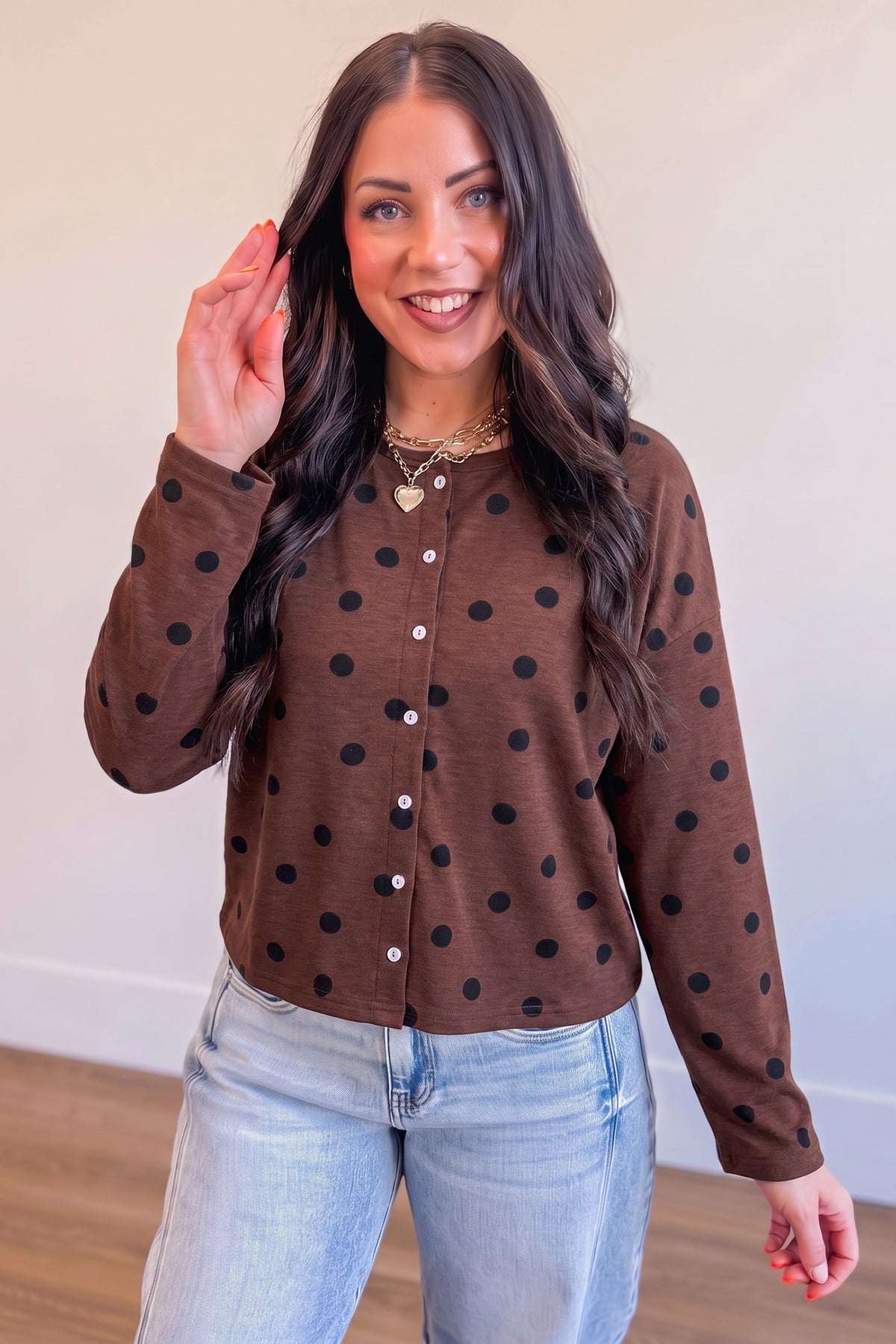 Polka Dot Button-Front Shirt