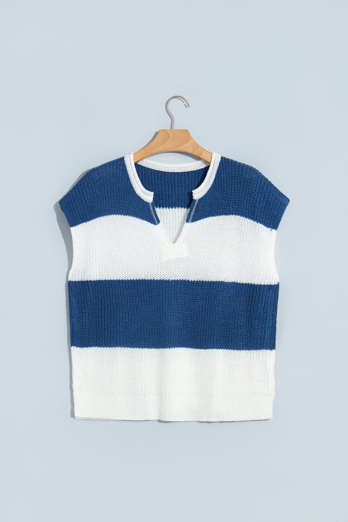 Colorblock Stripe Short Sleeve Sweater