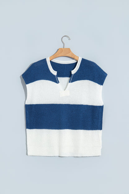 Colorblock Stripe Short Sleeve Sweater