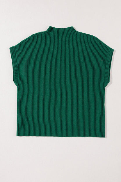 Solid Ribbed Knit Patch Pocket Short Sleeve Top