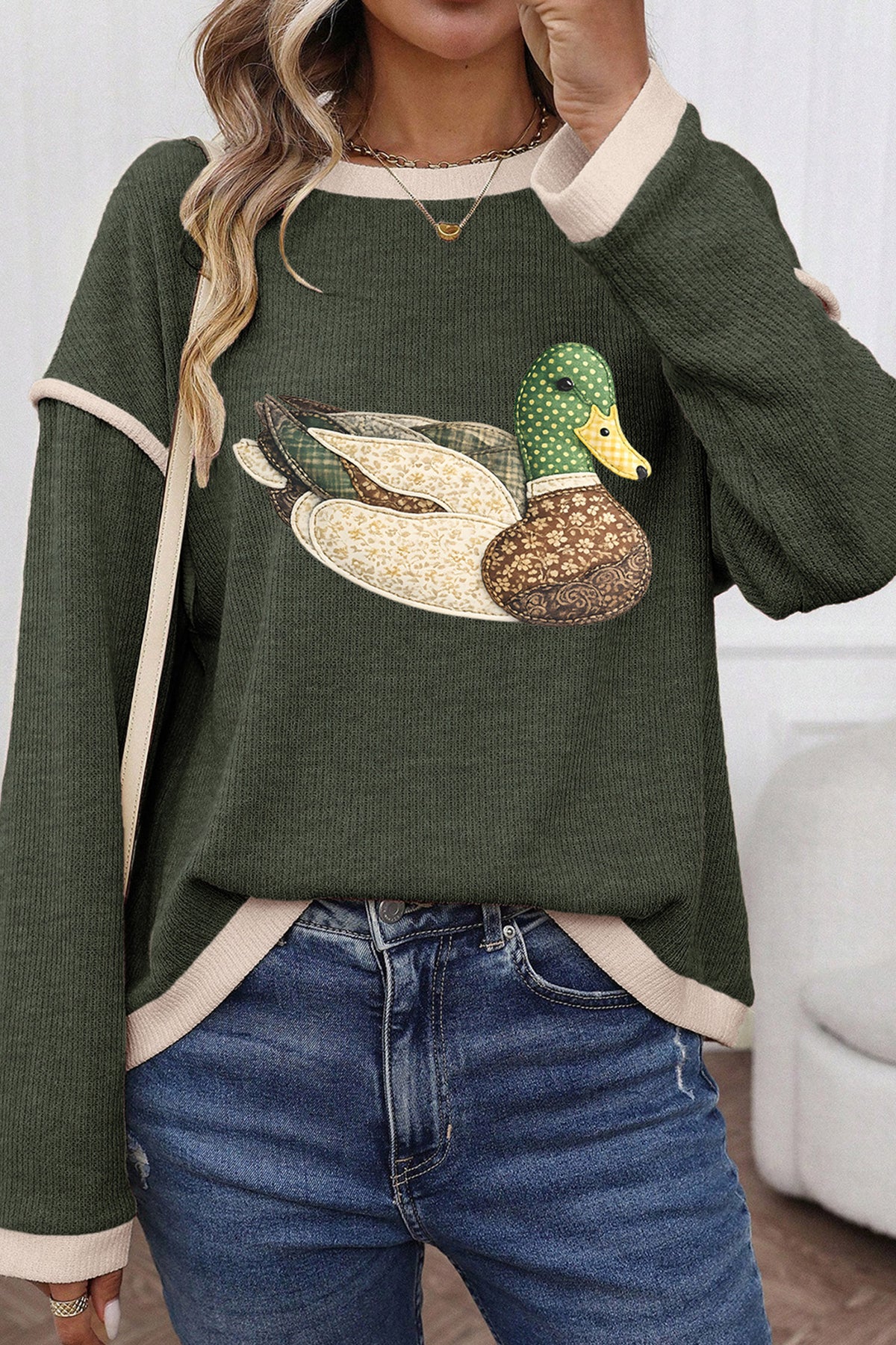 Lucky Mallard Contrast Knit Top