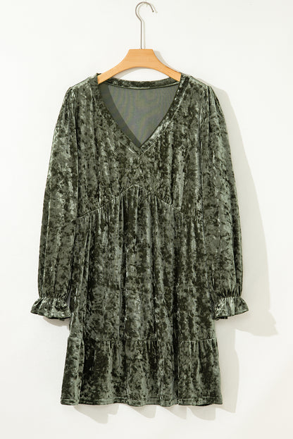 Emerald Velvet Babydoll Dress