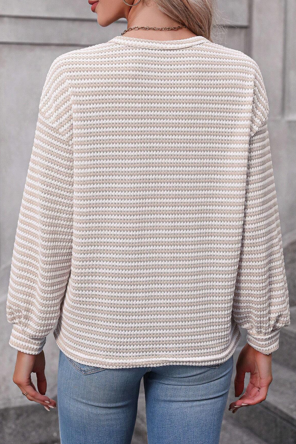 Round Neck Drop Shoulder Long Sleeve Top