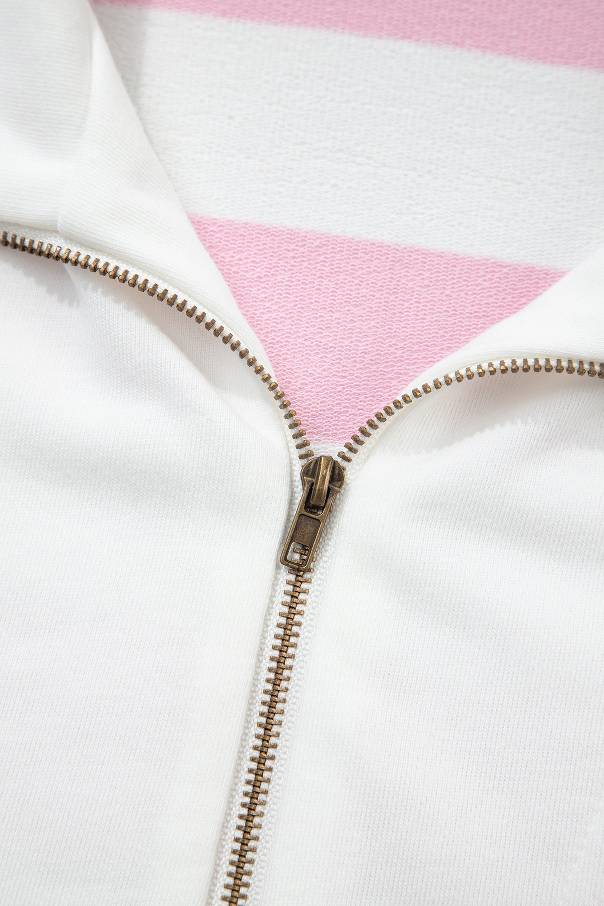 Pink Stripe Half-Zip Pants Set