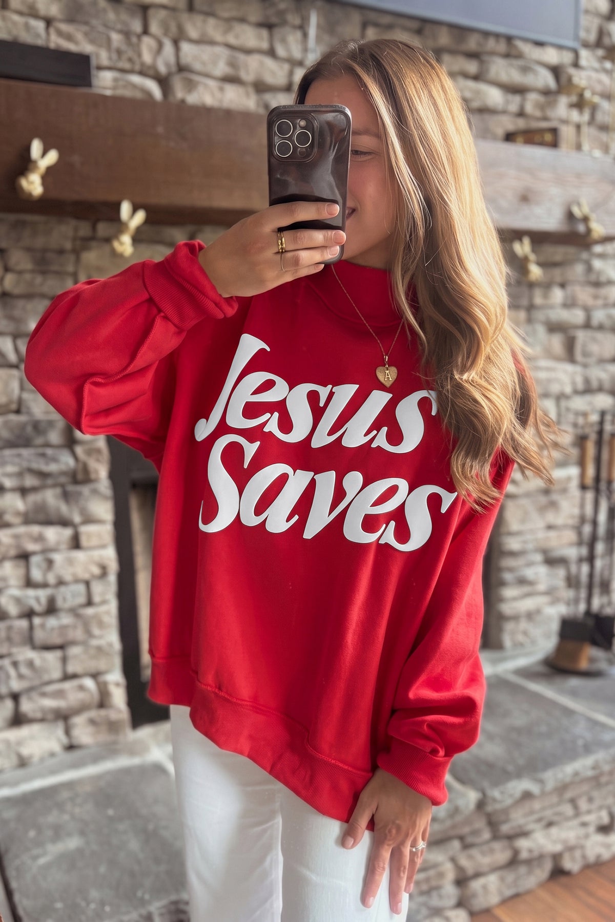 Jesus Saves Mock Neck Sweatshirt