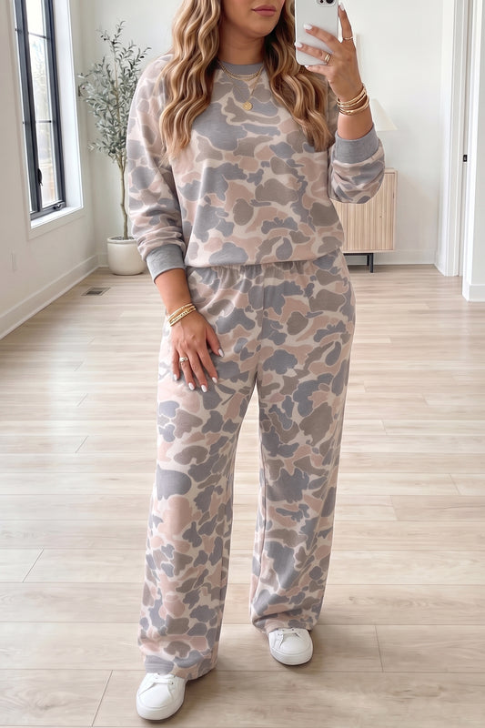 Plus Size Camo Two-Piece Set