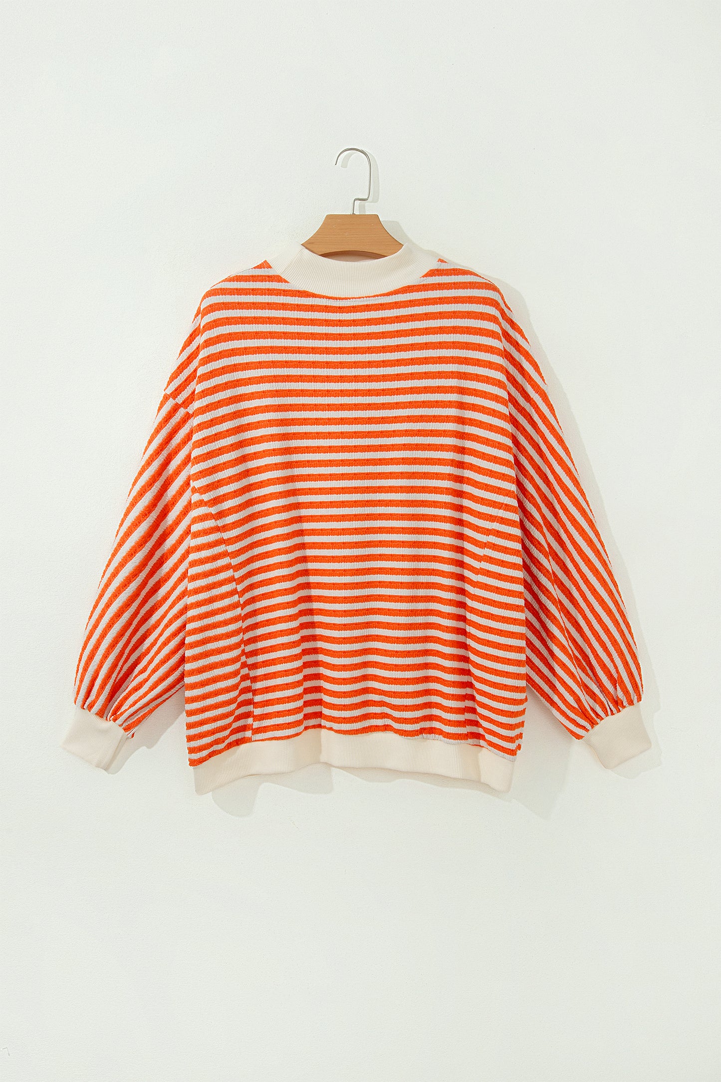 Harvest Stripe Textured Mock Neck Top