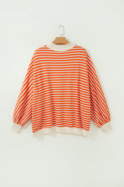 Harvest Stripe Textured Mock Neck Top