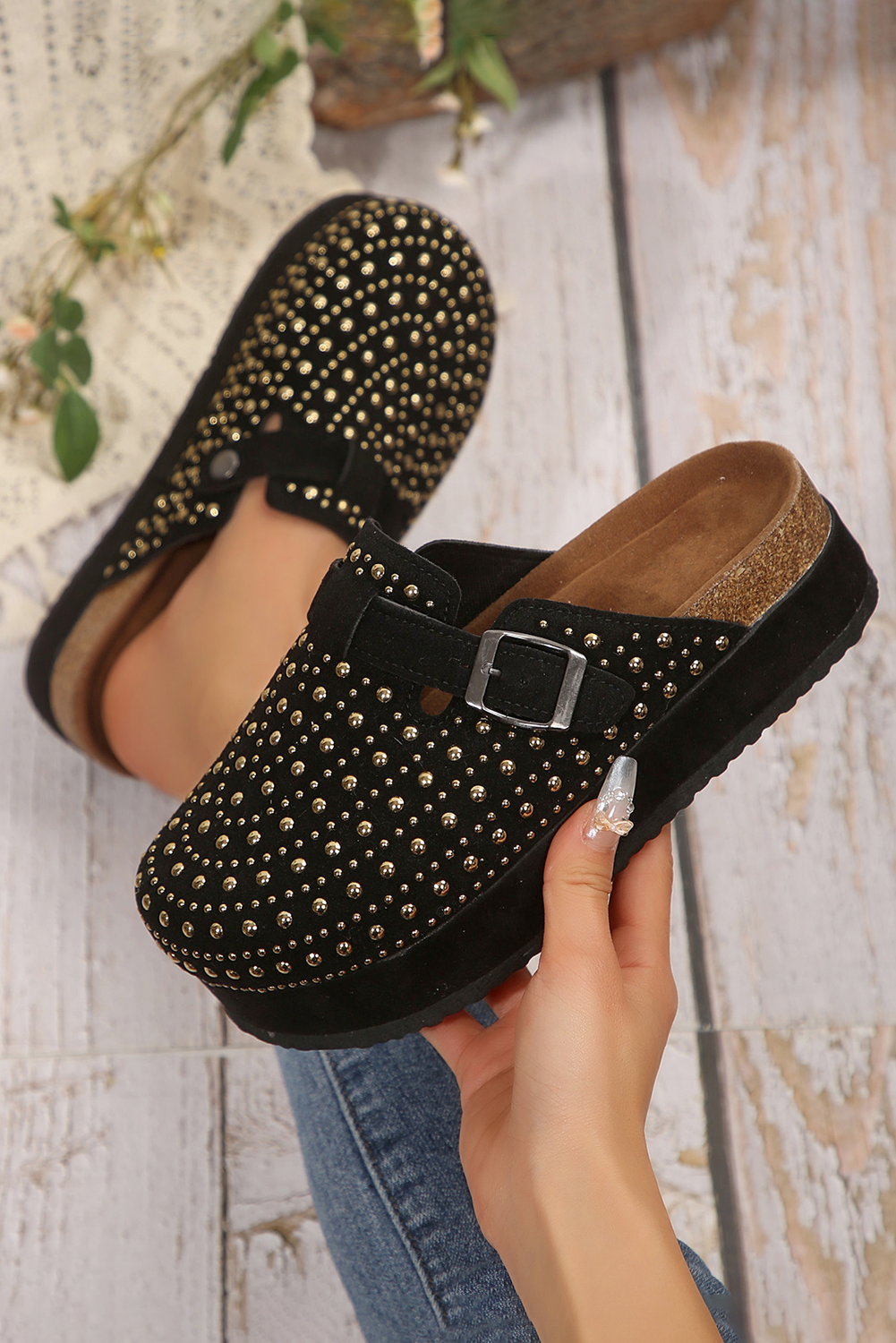 Canyon Rivet Buckle Platform Slippers