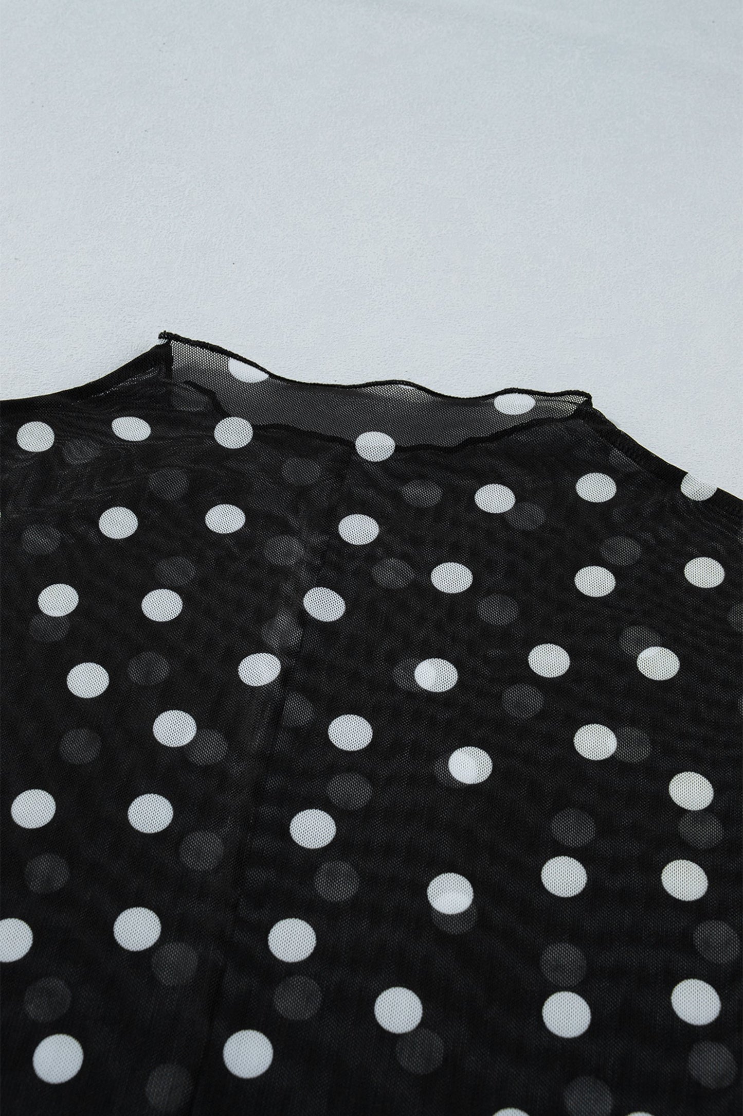 Plus Size Polka Dot Mesh Mock Neck Top