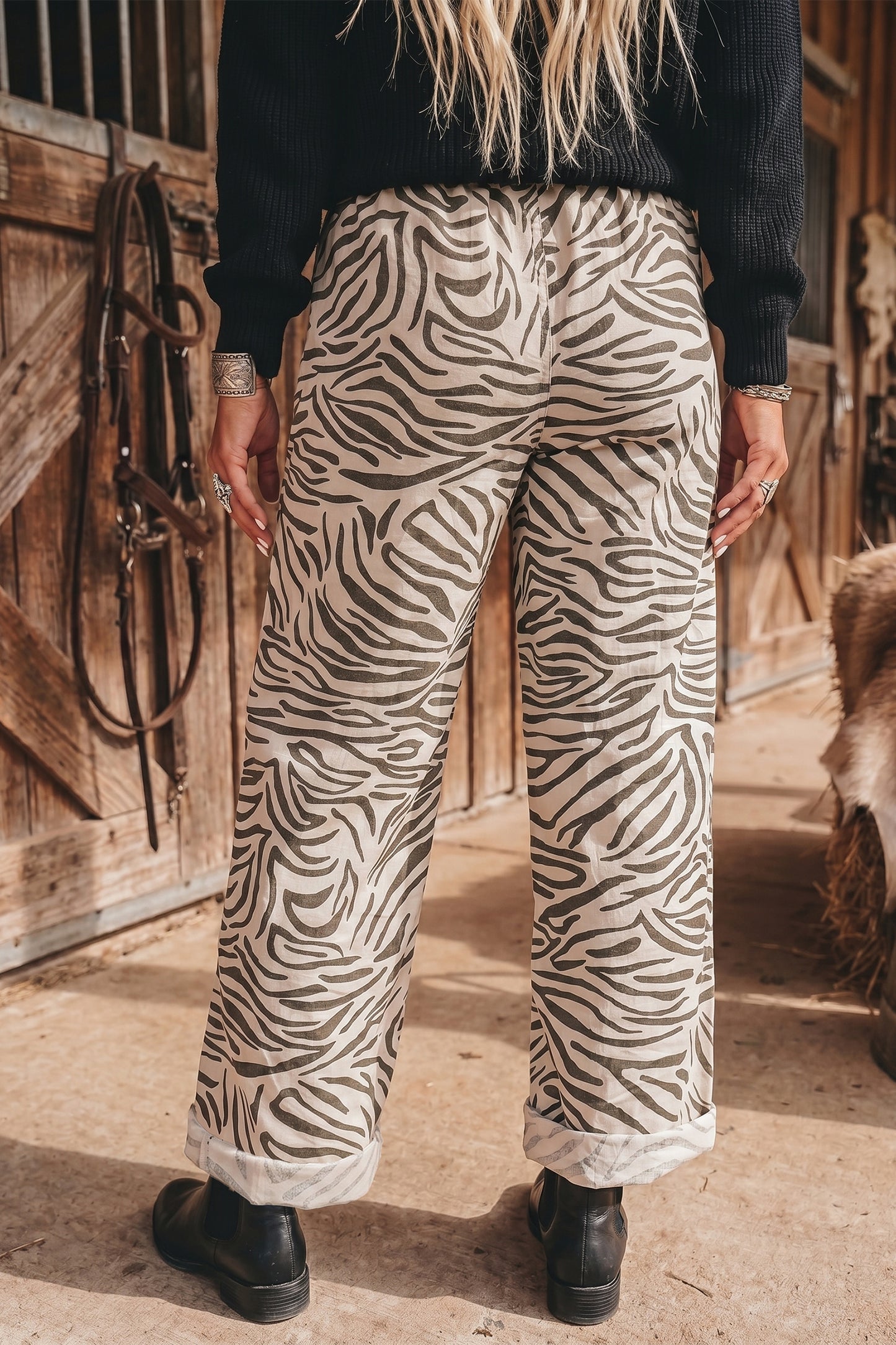 Desert Western Zebra Print Pants
