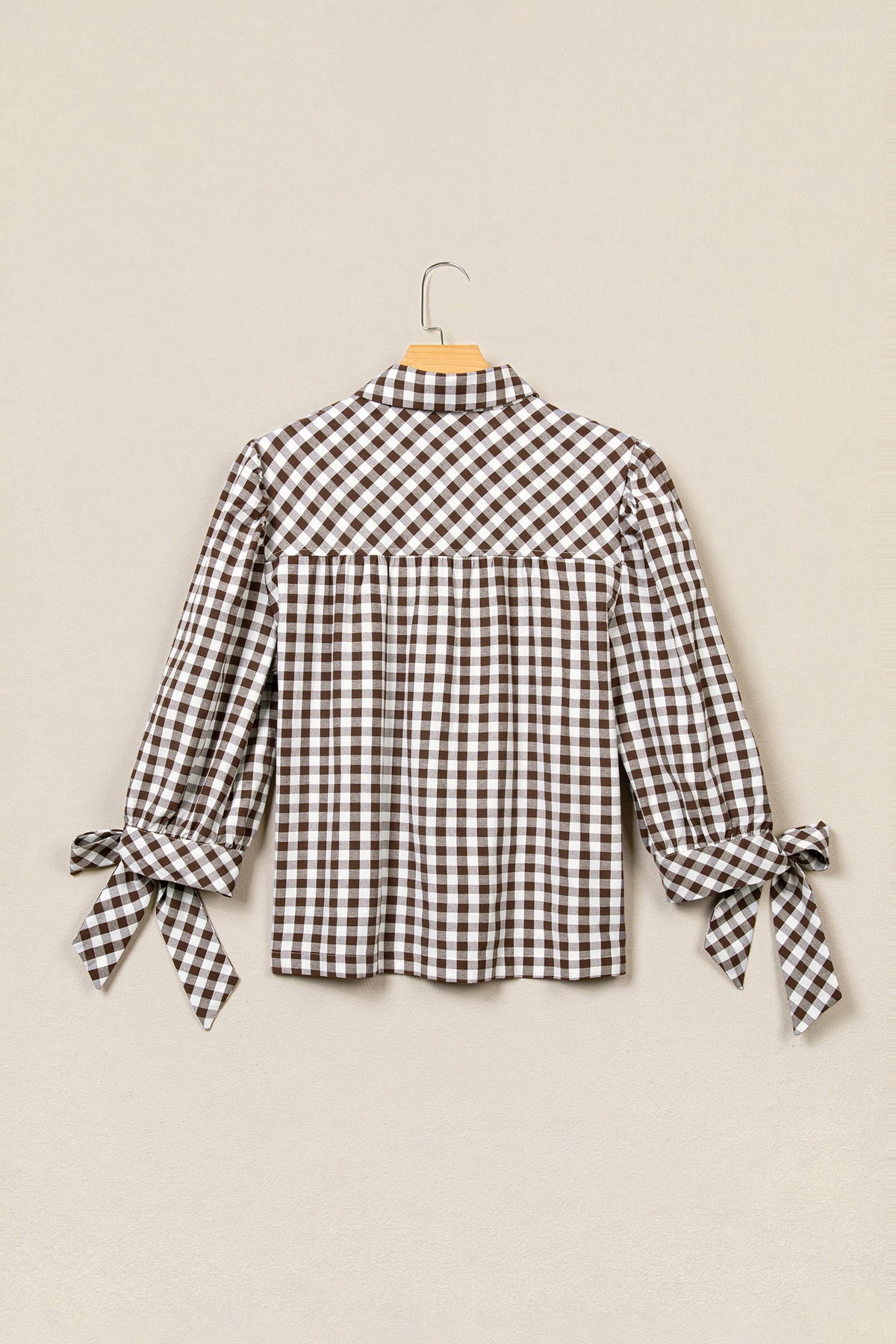 Plaid Tie-Front Button-Up Shirt
