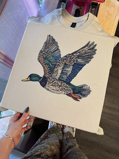 Faux Rhinestone Mallard Tee or Crewneck