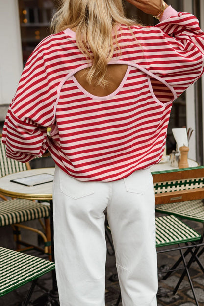 Pep Rally Stripe Open-Back Top