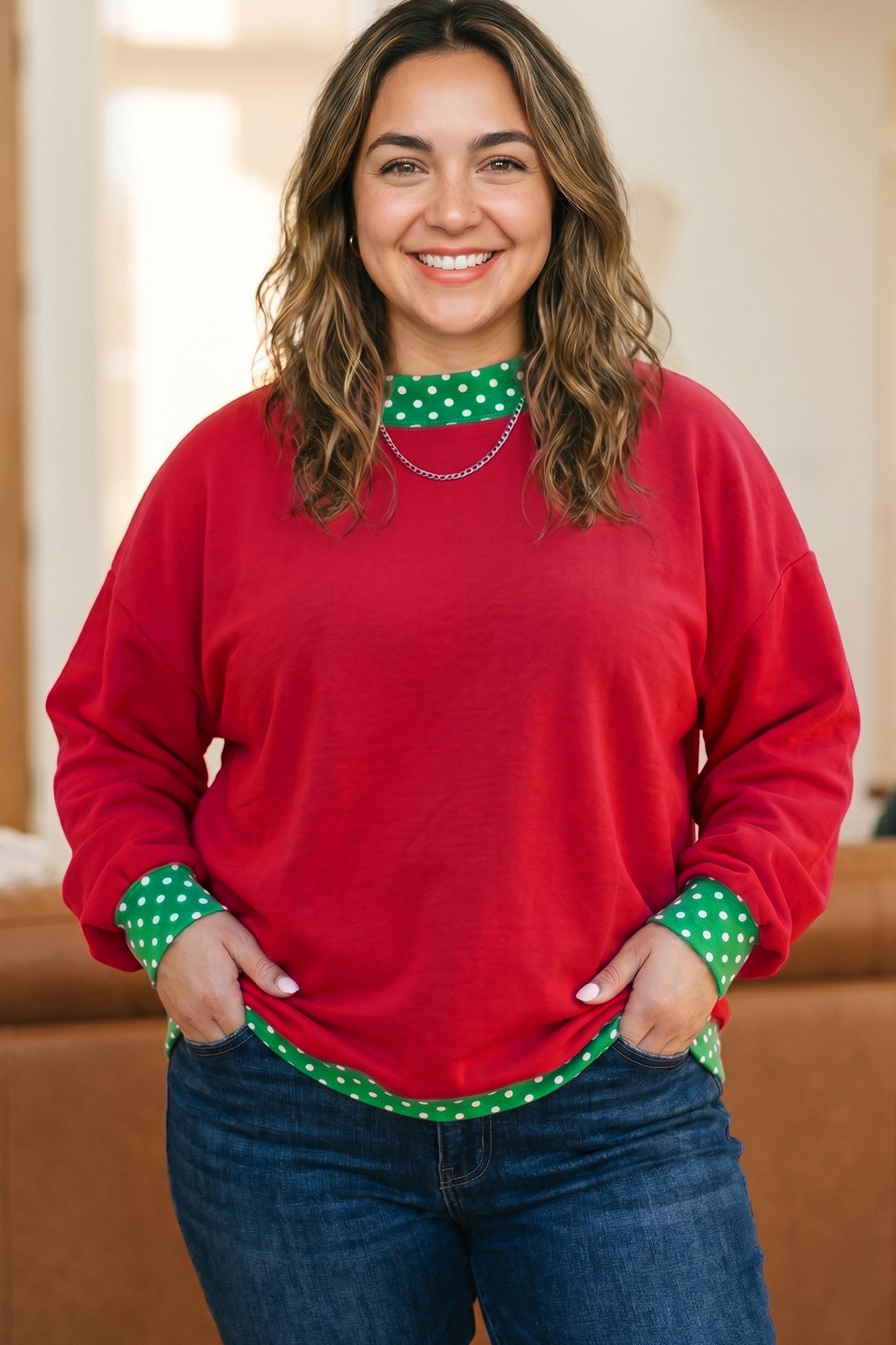 Field Day Polka Dot Plus Size Sweatshirt