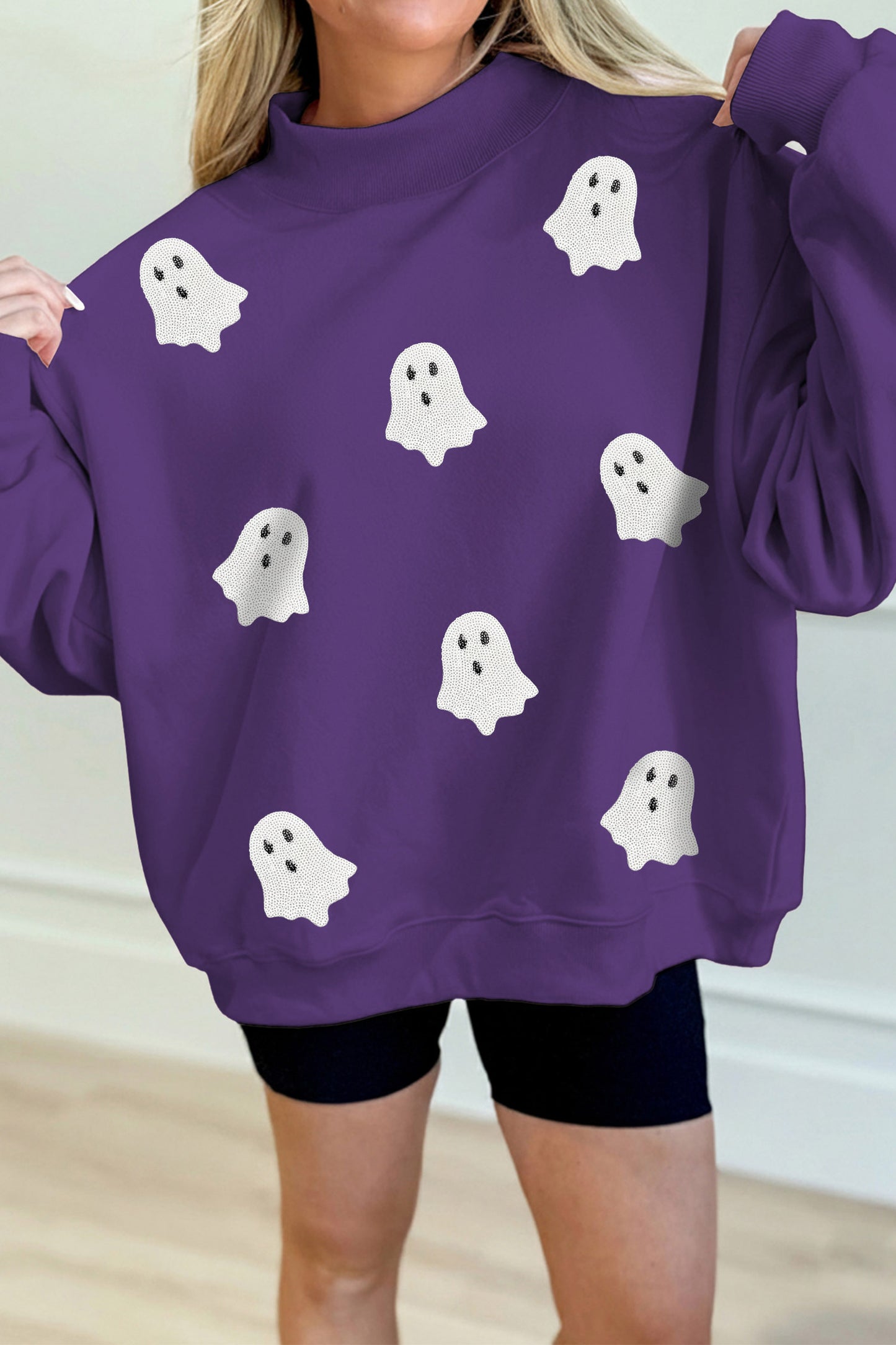 Ghostlight Sequin Mock Neck Sweatshirt