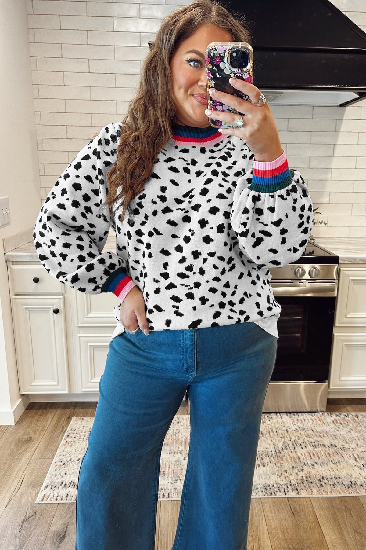 Leopard Colorblock Tunic Sweater