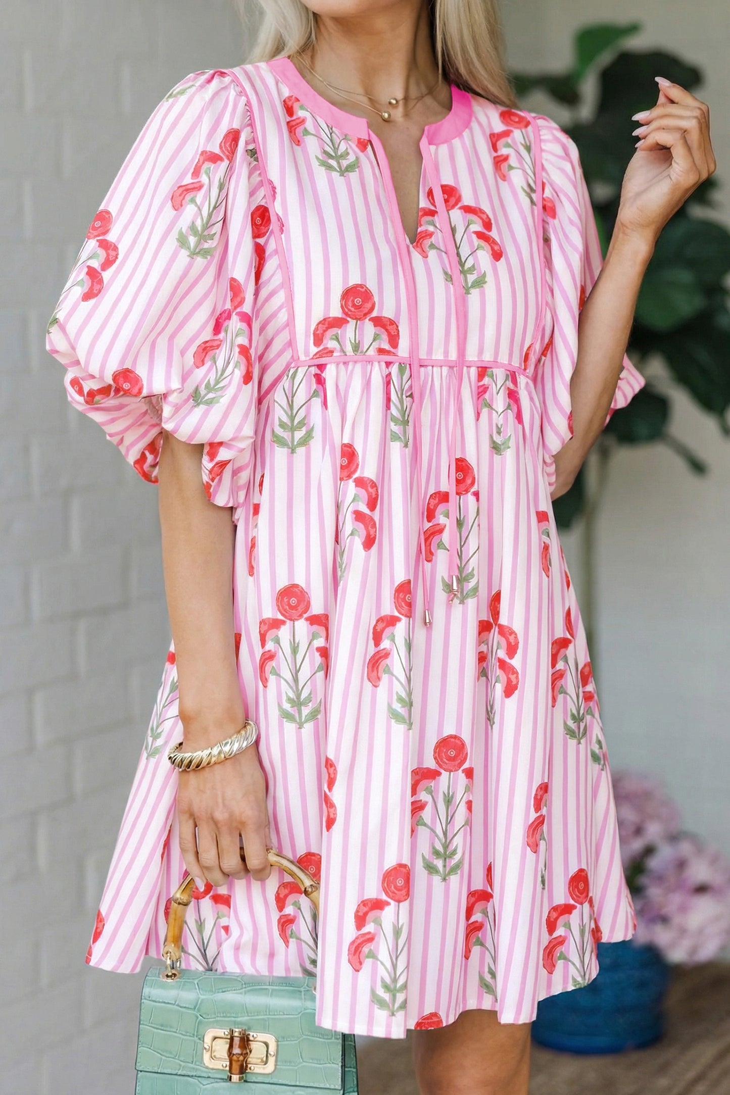 Meadow Mix Floral Striped Mini Dress