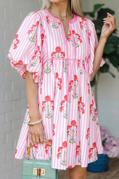 Meadow Mix Floral Striped Mini Dress