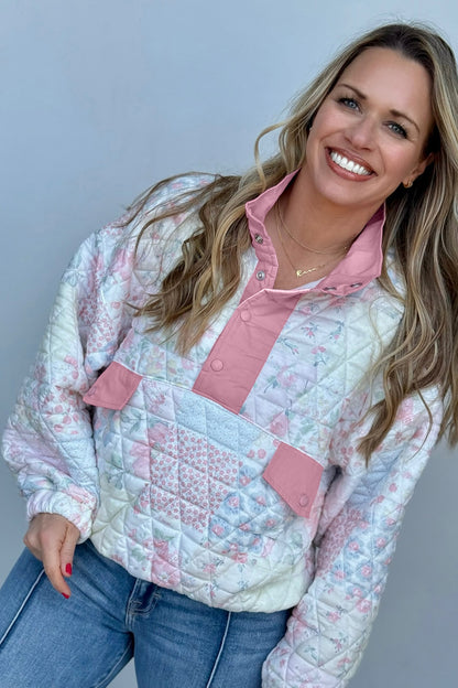 Blooming Floral Quilted Plus Size Sweatshirt