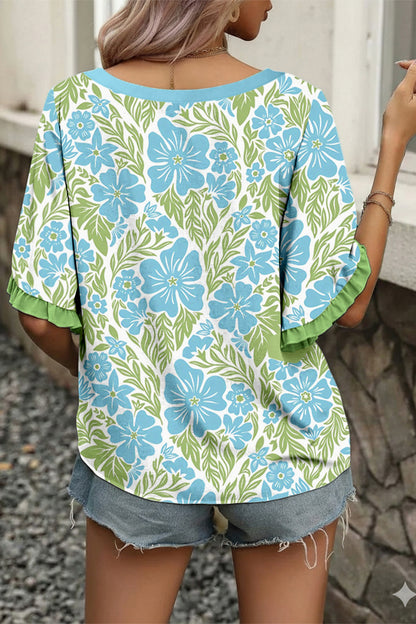 Cedar Creek Floral Ruffle Blouse