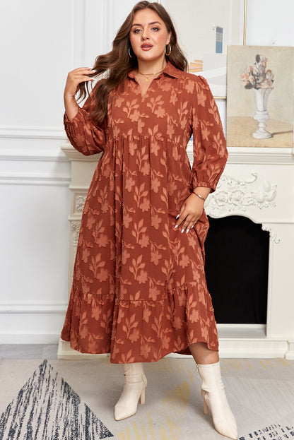 Cinnamon 3D Floral Ruffle Maxi Dress