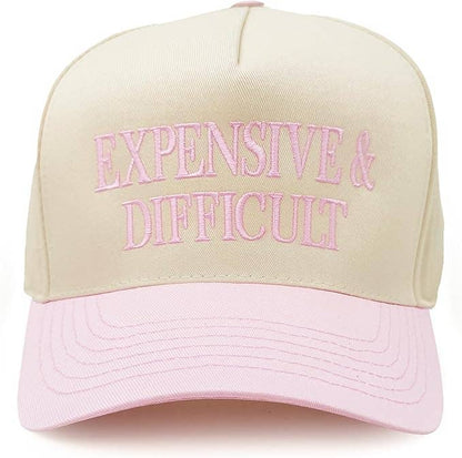 2-Tone Embroidered Cap - Expensive & Difficult - Rose/Beige
