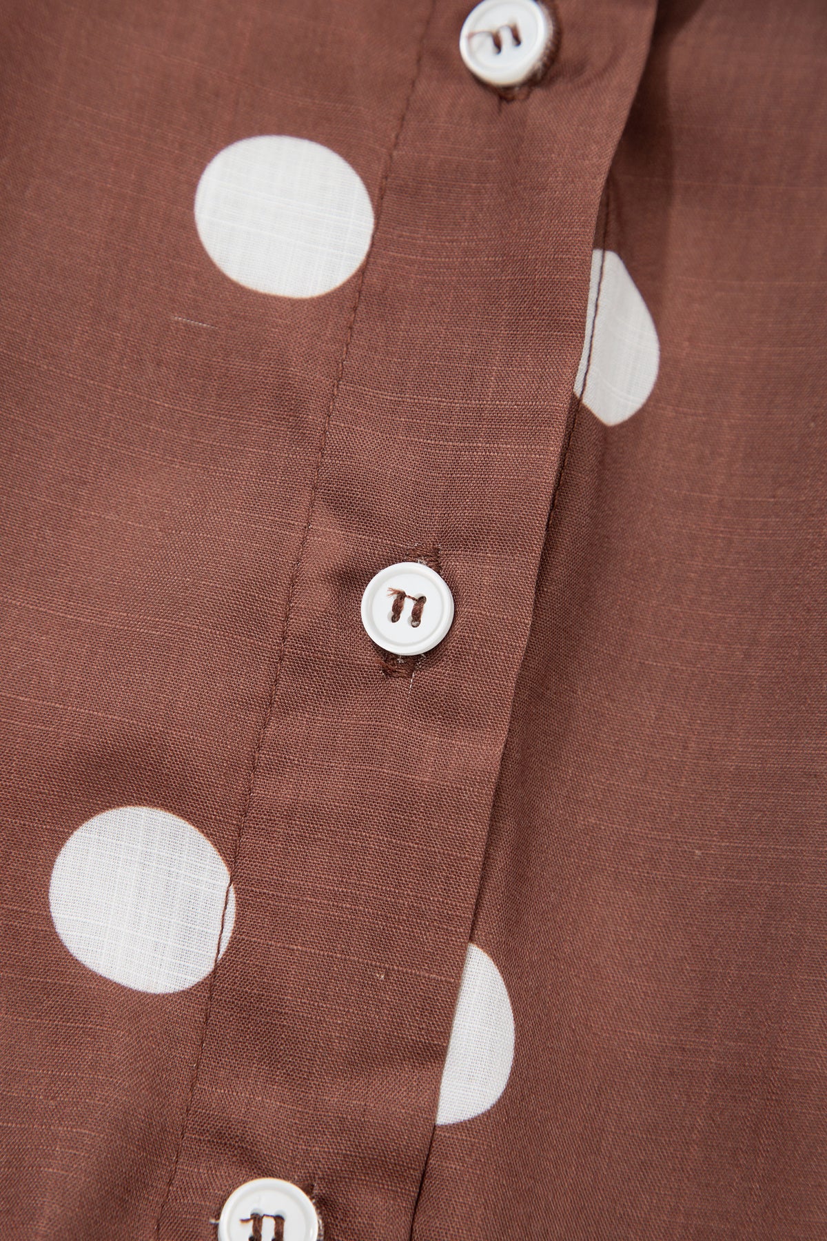 Brown Polka Dot Pocket Midi Dress