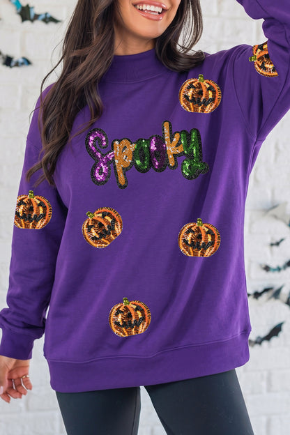Spooky Pumpkin Sequin Sweatshirt