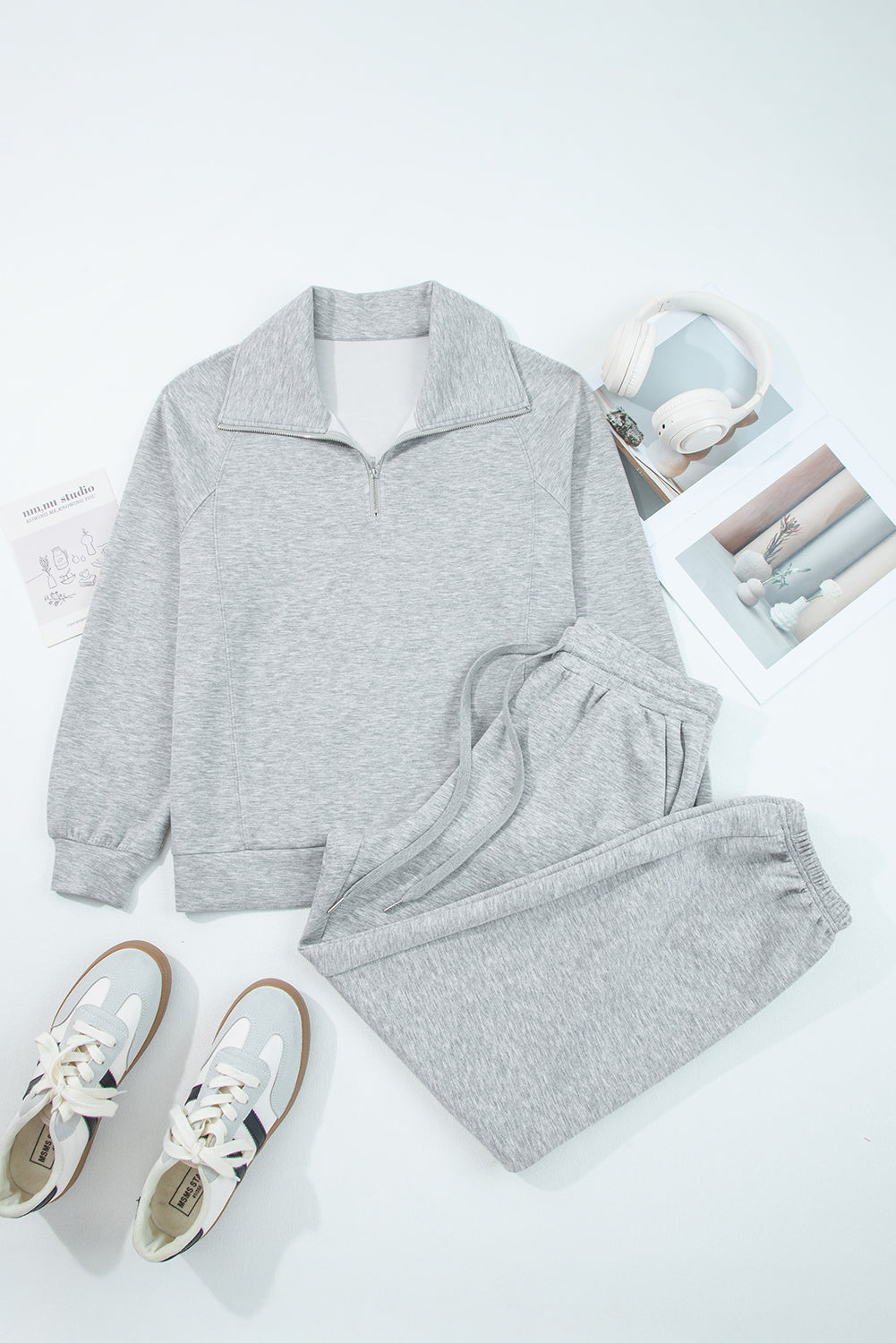 Half-Zip Drawstring Pant Set