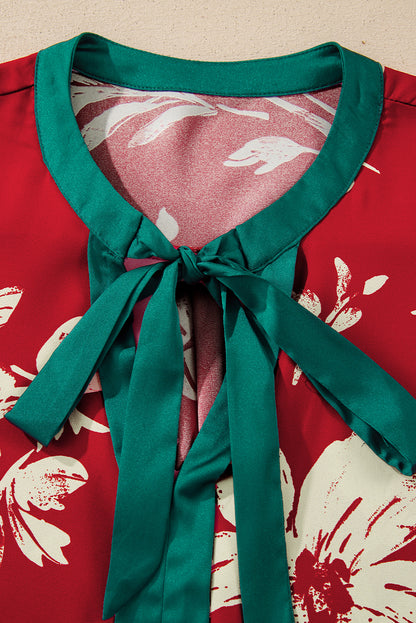Magnolia Tied Neck Floral Blouse