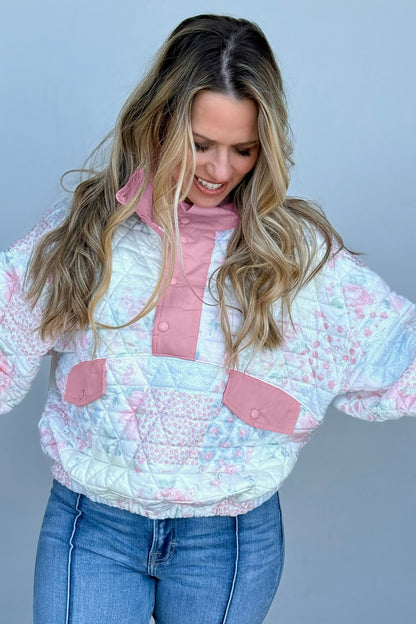 Blooming Floral Quilted Plus Size Sweatshirt