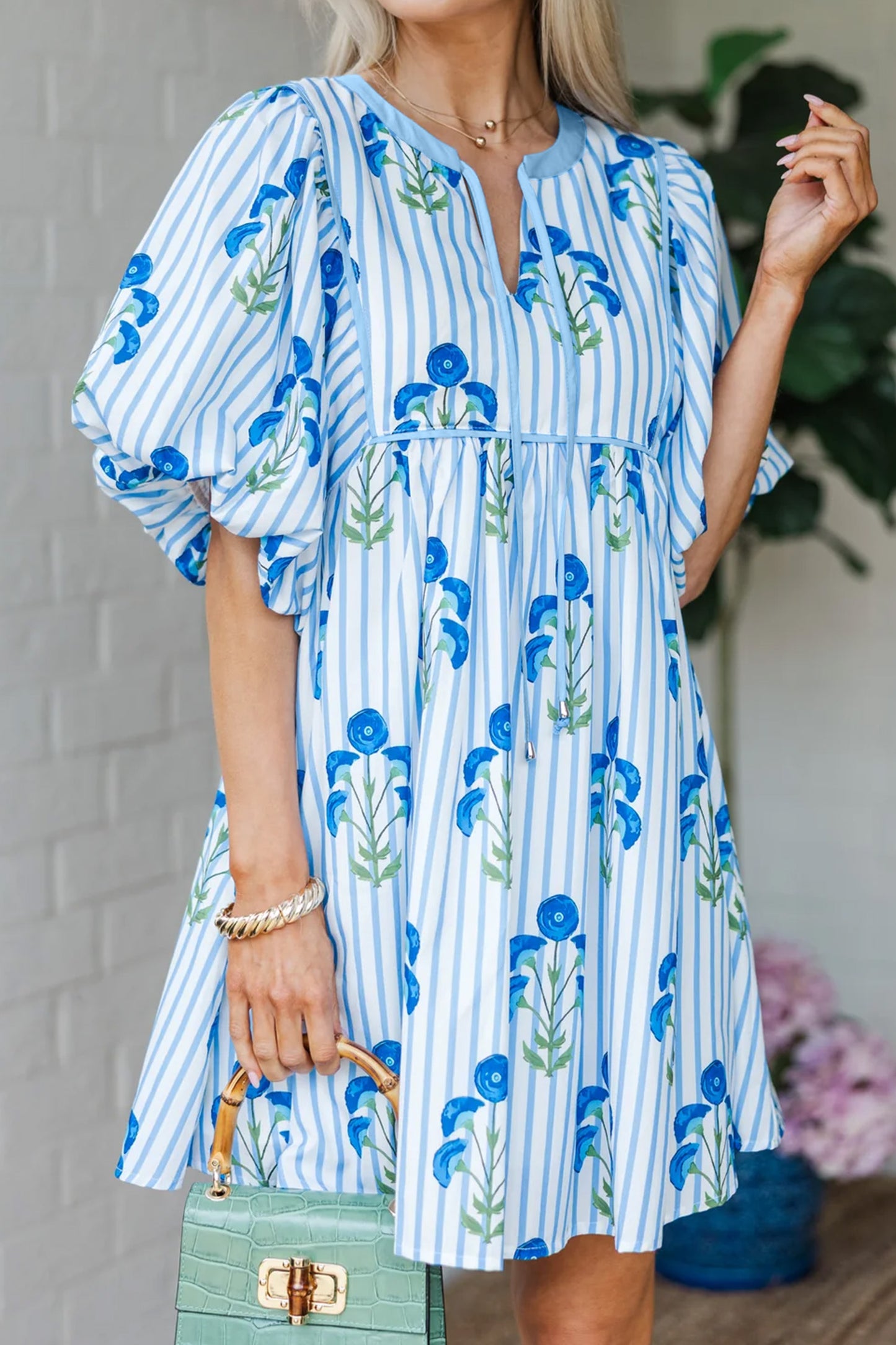Meadow Mix Floral Striped Mini Dress
